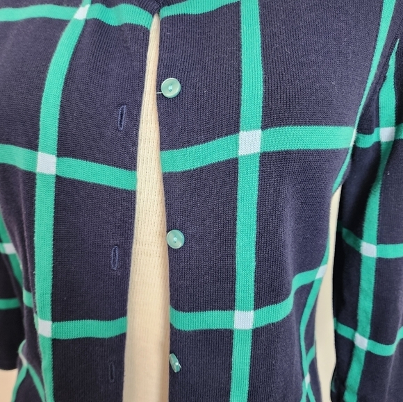 Coldwater Creek Blue & Green Button Down Quarter Sleeve Women's Cardigan  Size S - Picture 4 of 6